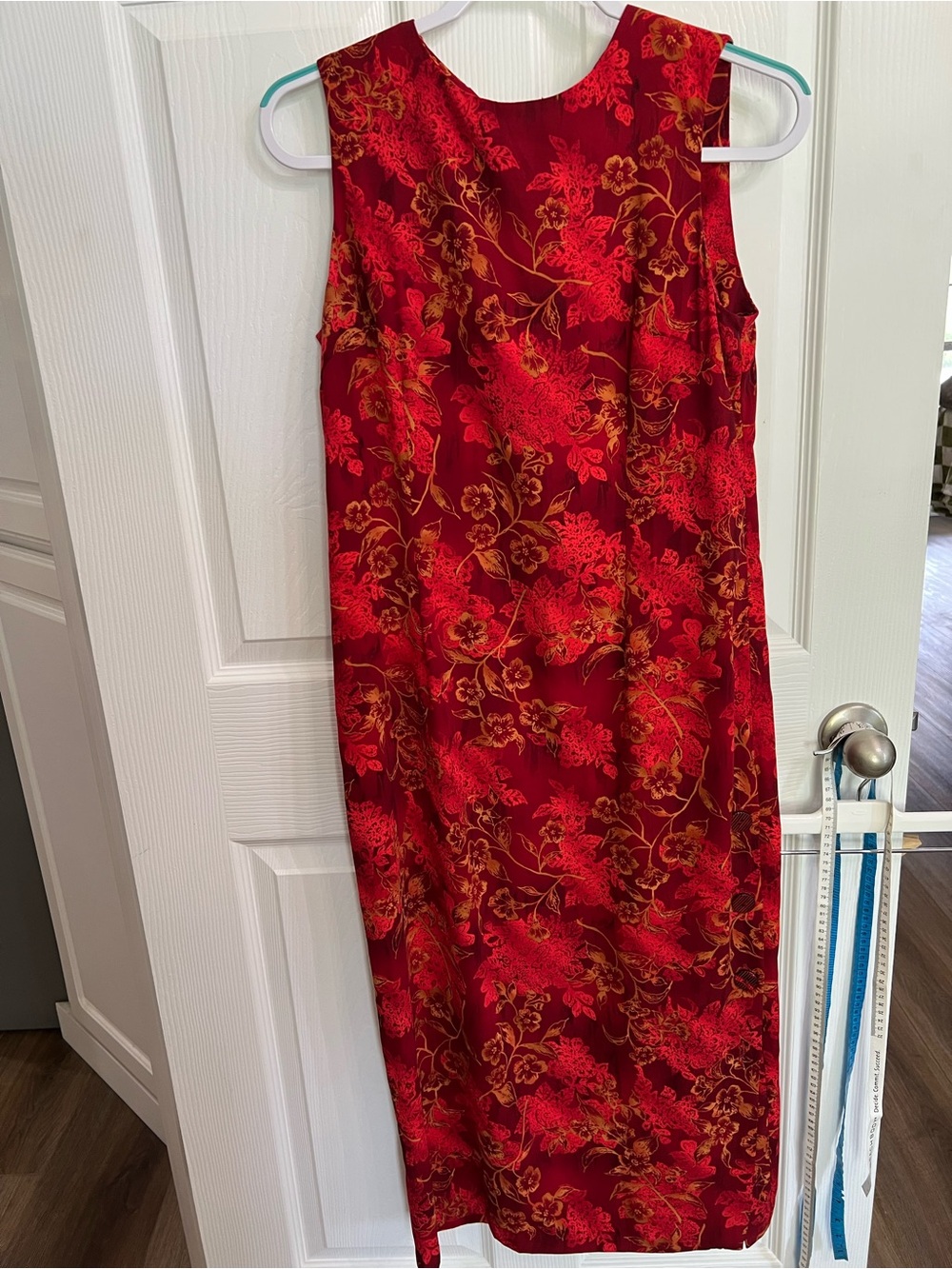 R&K Originals Red Floral Midi Dress Vintage 90s Sleeveless Career Party 8